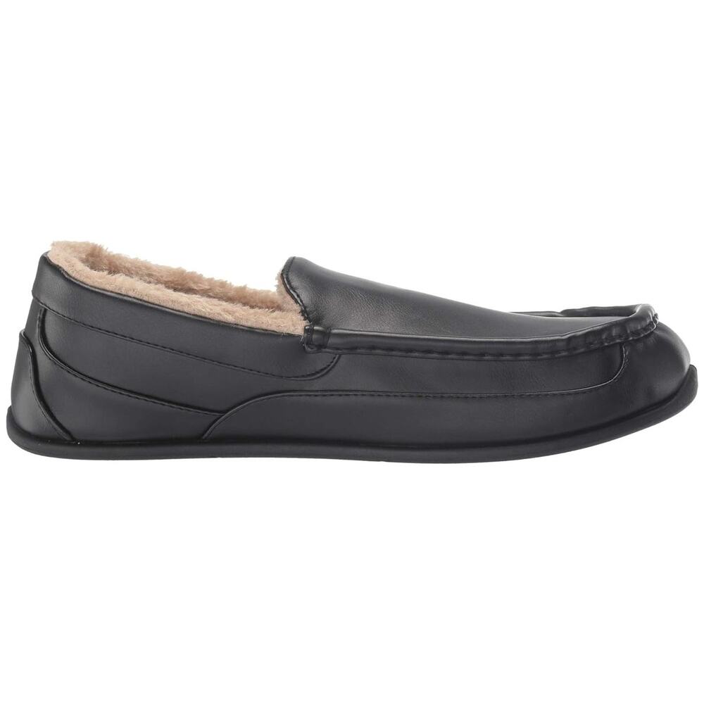 Deer Stags Men Spun Slip On Plush Loafer Slippers Size US 9W Black Vegan Leather - Picture 3 of 5
